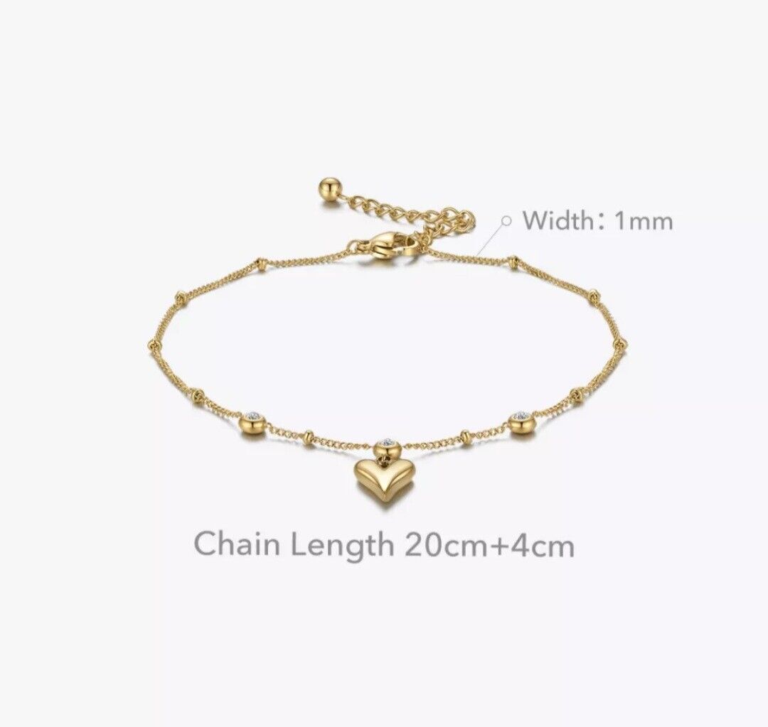 Arrow Heart Motif Gemstone Chain Anklet