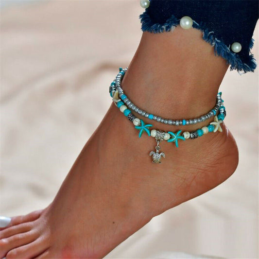 Blue Turtle Chain Anklet