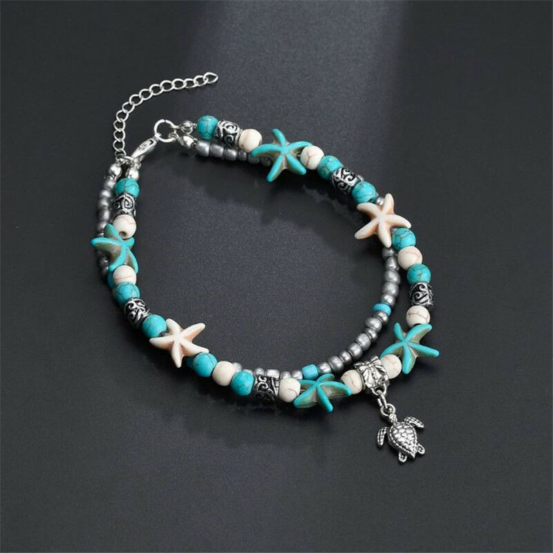 Blue Turtle Chain Anklet