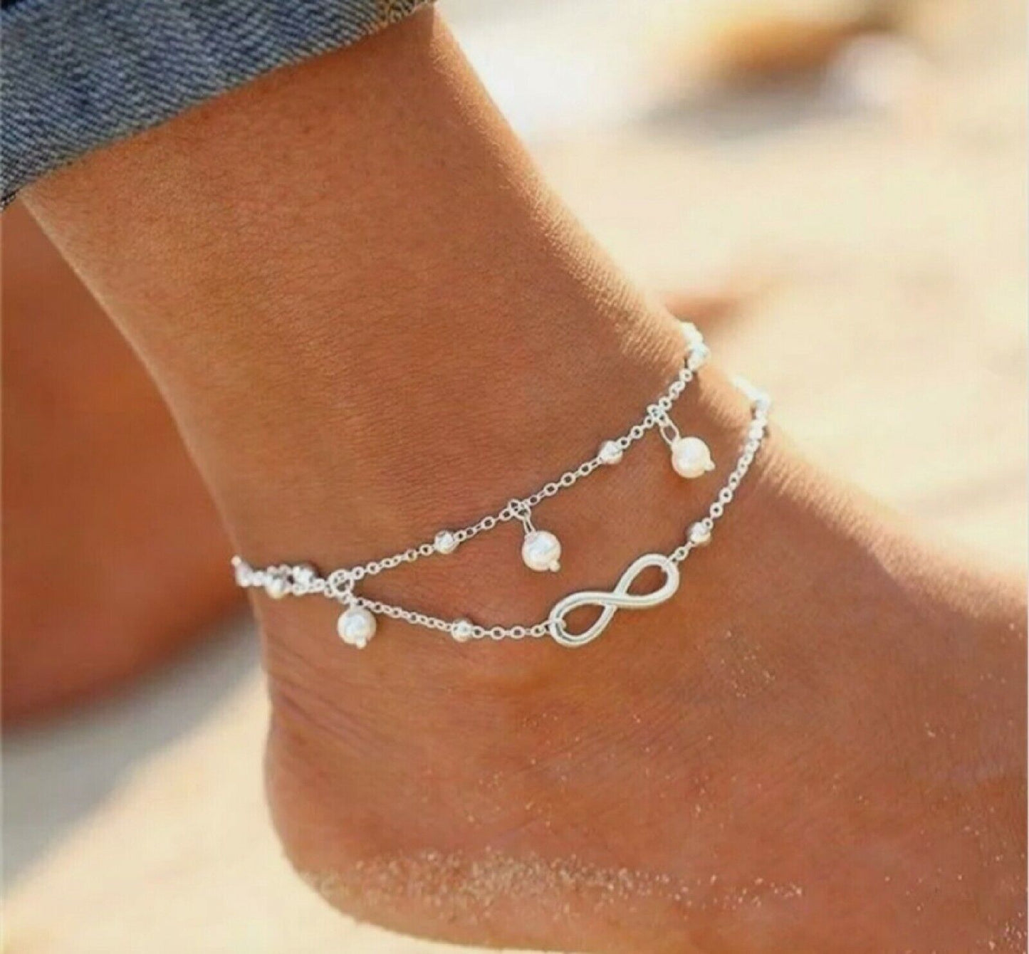 Pearl Infinity Chained Anklet