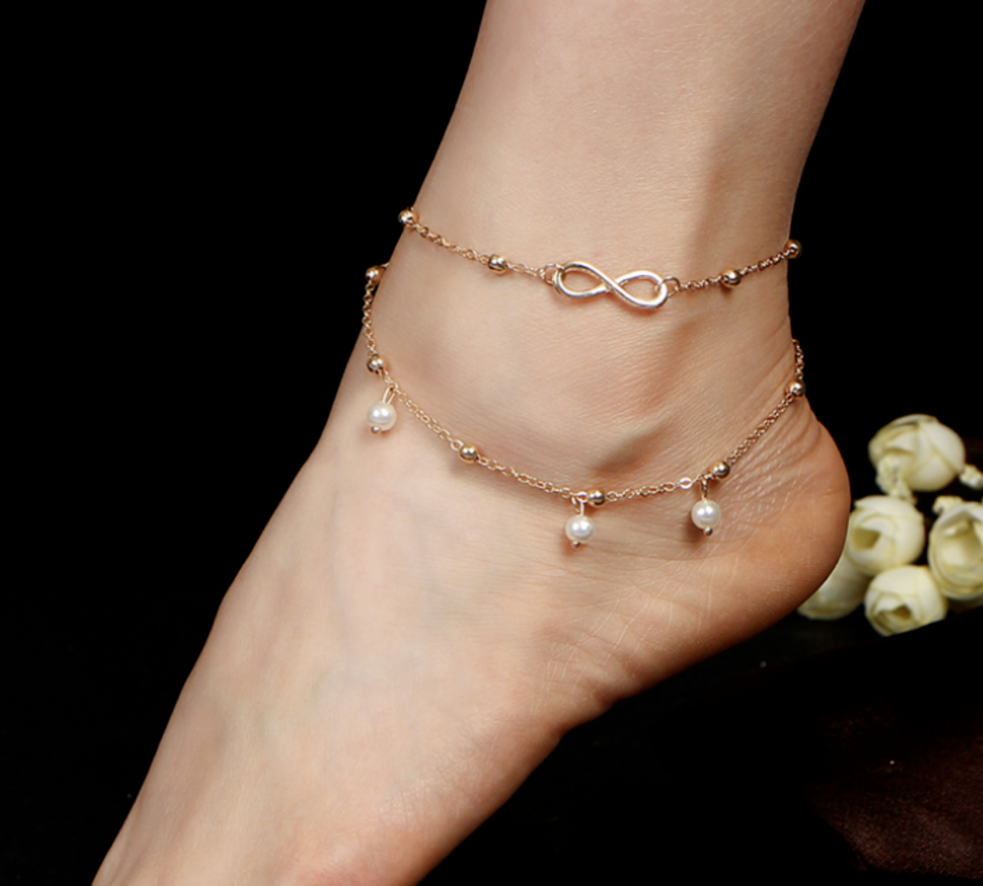 Pearl Infinity Chained Anklet