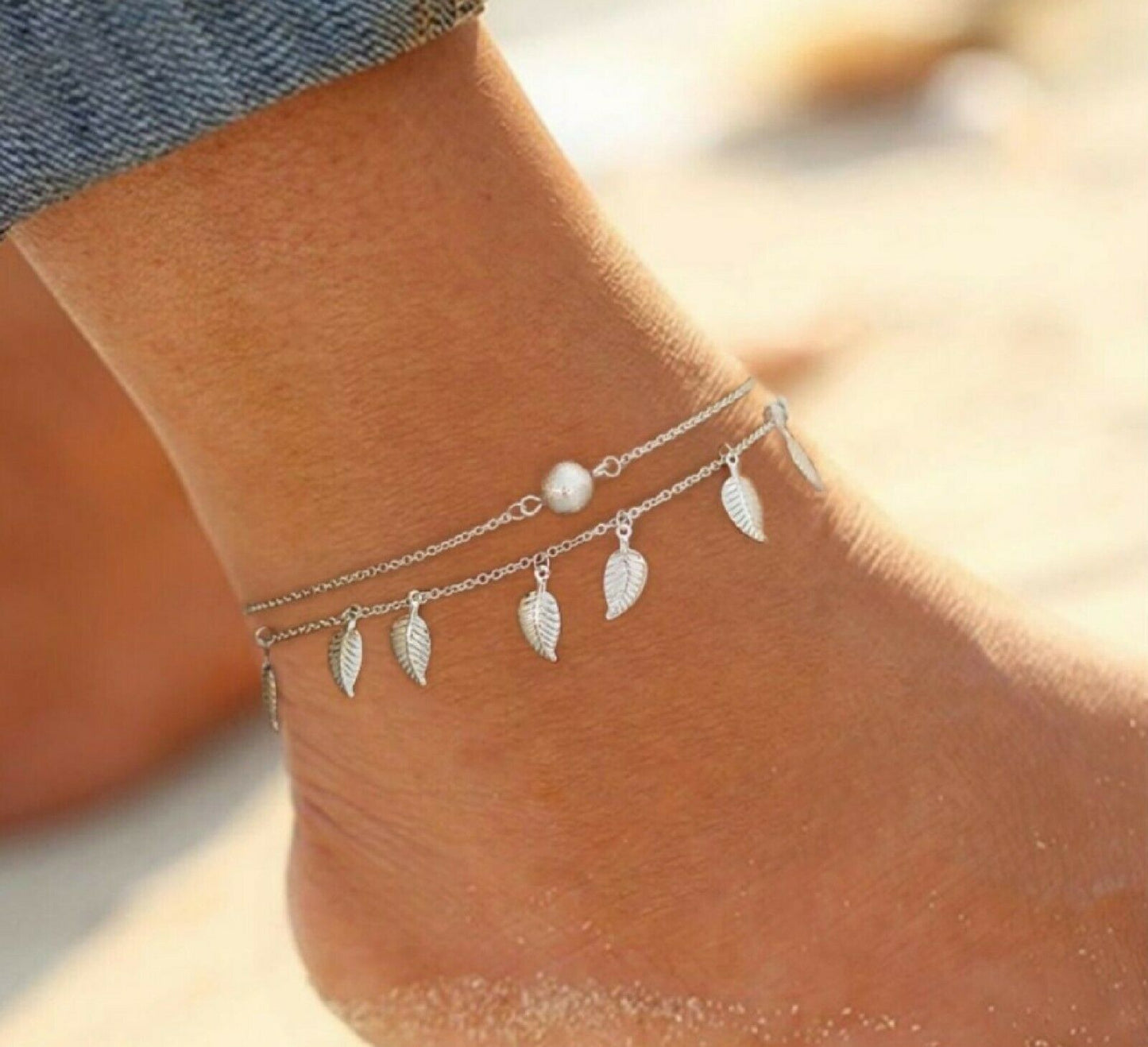 Boho Leaf Chained Anklet