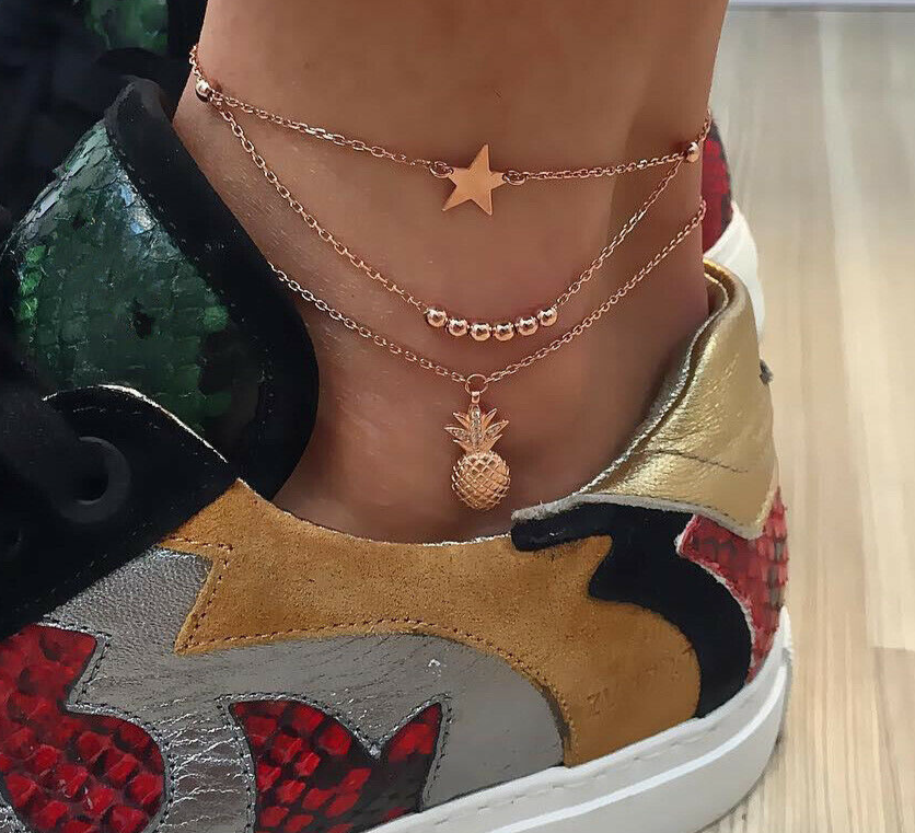 Pineapple Chain Gold Anklet