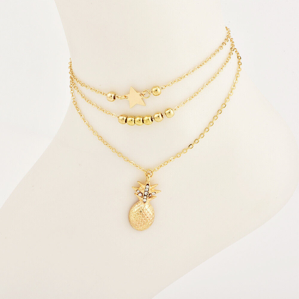 Pineapple Chain Gold Anklet