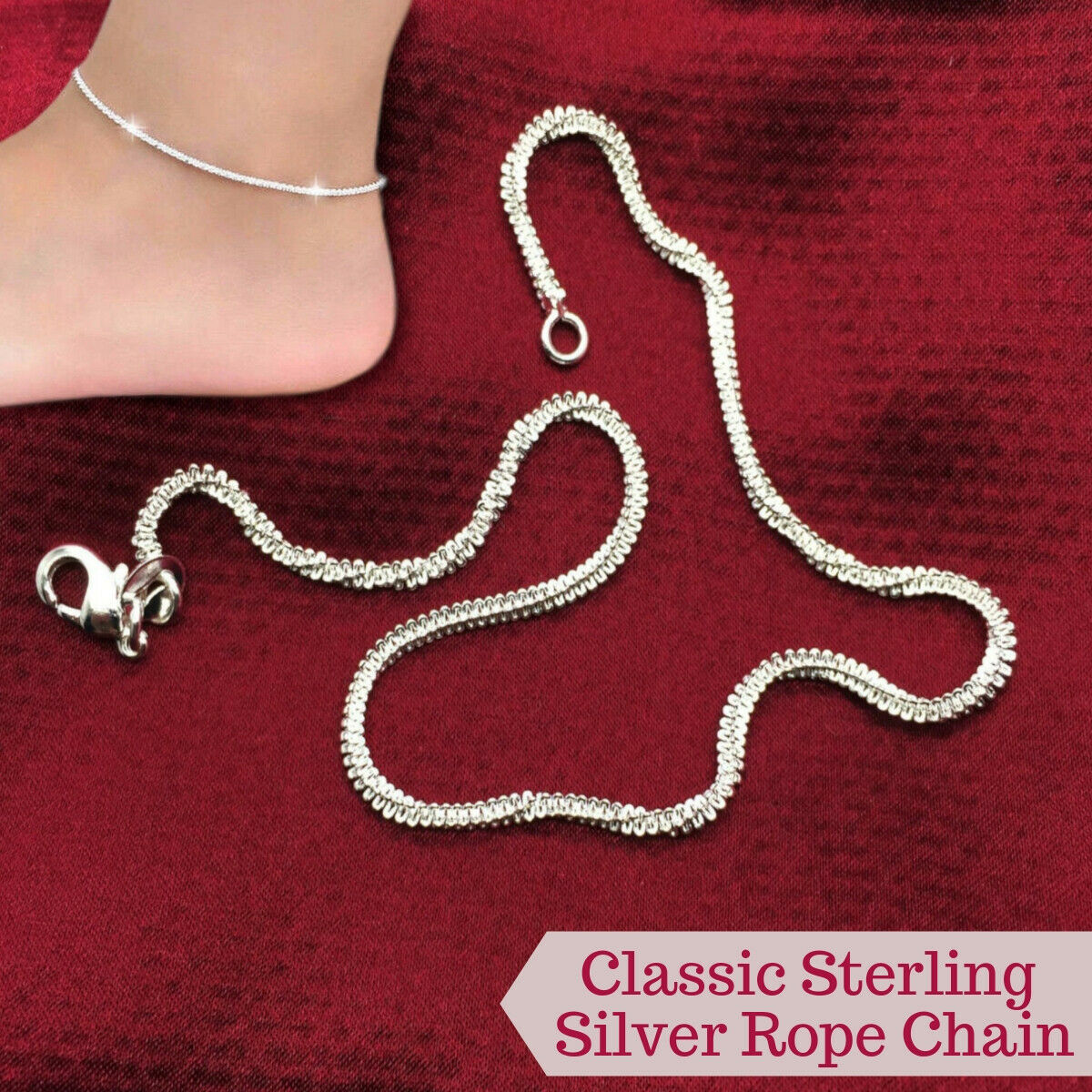 Silver Twisted Rope Anklet