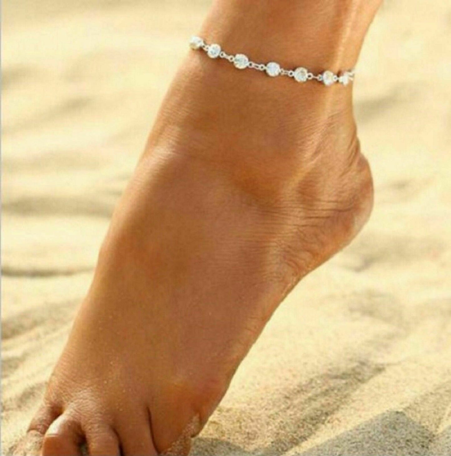 Silver Gemstone Chain Anklet