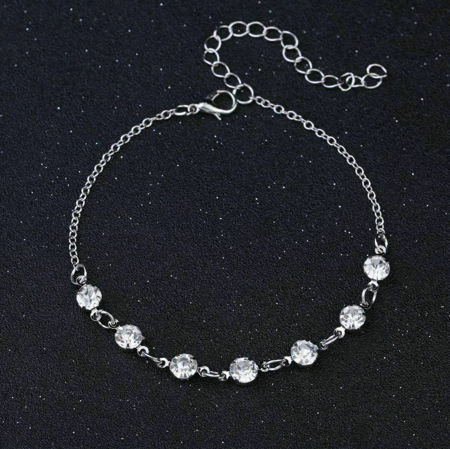 Silver Gemstone Chain Anklet
