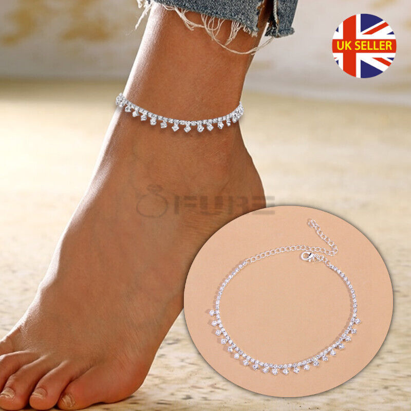 Sparkling Gemstone Chain Anklet